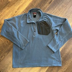 THE NORTH FACE Quarter zip Fleece Jacket pull over blue gray Mens size medium